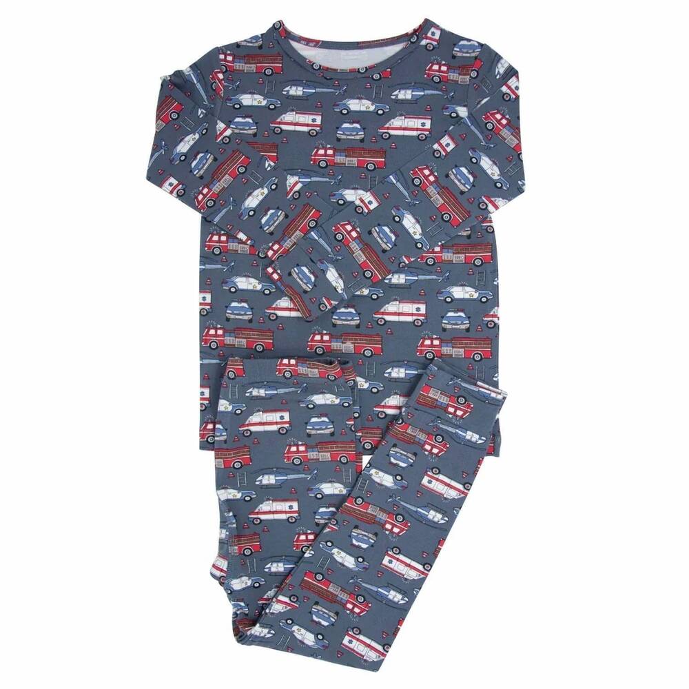 NEW SWEET BAMBOO kids first responder pajama set in blue